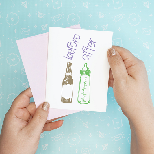 Before & After Bottles Greeting Card
