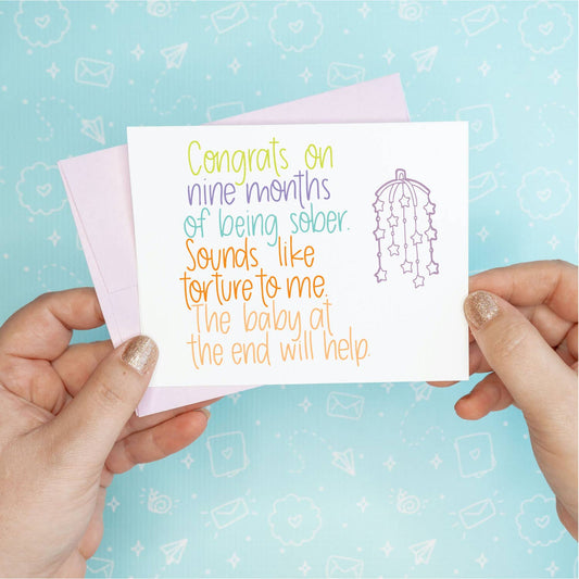 9 Months of Sobriety Baby Greeting Card